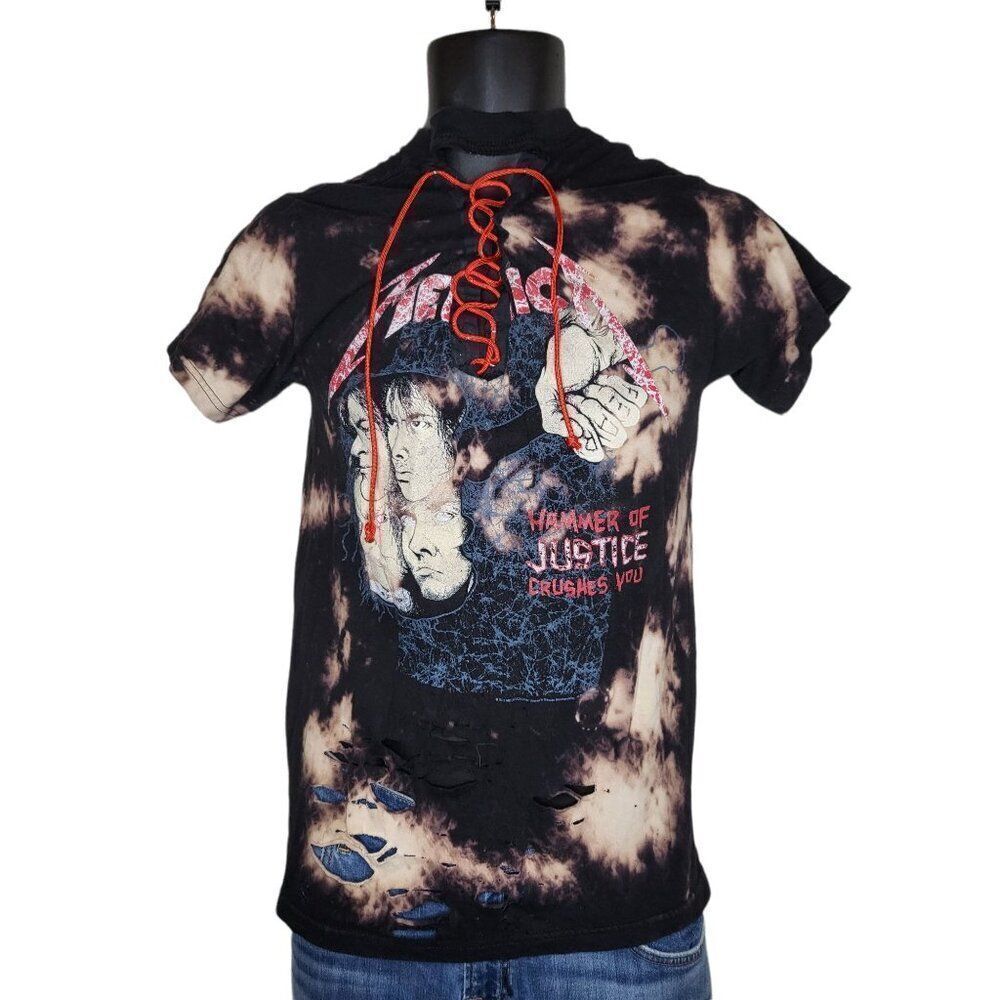 Metallica Shirt Women Sz M And Justice‎ For Reworked Multicolor Band